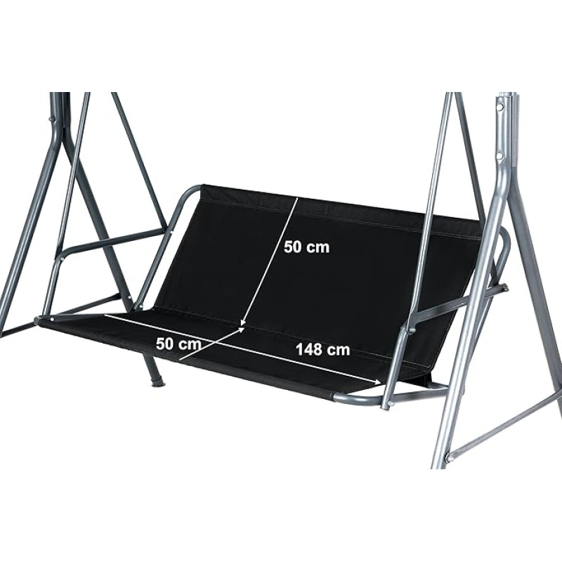 Keičiamasis sūpynės sėdynės užvalkalas, juodas, sodo sūpynės sėdynės užvalkalas, hamakas, sodo baldai, supamasis krėslas (148 x 50 x 50 cm, juodas)