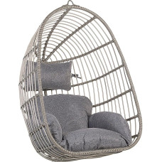 Beliani Casoli Modern Rattan Hanging Basket Chair without Frame Including Cushion Grey