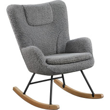 Yaheetech 1 x Rocking Chair with Folding Backrest, Padded Swing Chair up to 136 kg Load Capacity, Rocking Chair for Living Room, Bedroom, Balcony, Relaxing Chair, Dark Grey