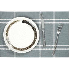 Tischset Rechteckig Abwaschbar, 2er-Set Rechteck mit Gittermuster Platzsets, Küchen-Tischsets für Esstisch, 45x30cm, Grau Blau