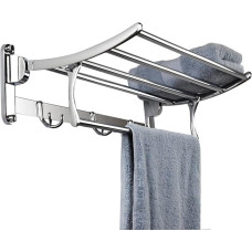 Candora® Stainless Steel Wall Mounted Bathroom Towel Rack Brushed Towel Shelf Towel Holder Hotel Rail Shelf Storage Holder for The Bathroom (Size:40 * 25 * 10 cm)