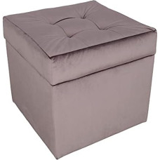 Minkšta sėdimoji dalis, atlenkiama, su saugykla (50 l), atlaiko iki 100 kg, veliūras - taburetė svetainei, miegamajam, prieškambariui, 45 x 45 cm, alyvinė