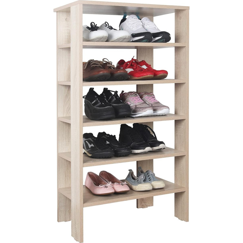 RICOO WM041-ES Shoe Rack 105 x 60 x 32 cm Oak Sonoma Brown - Standing Shelf System Storage Shelf