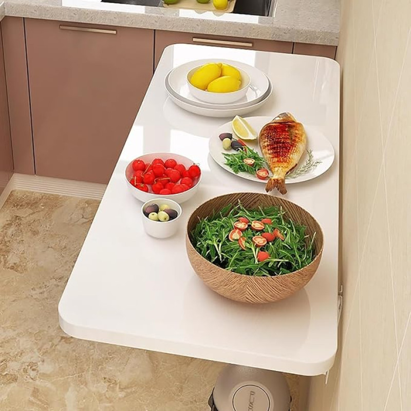 Klapptisch zur Wandmontage, für Küche, Esszimmer, Waschküche, Badezimmer, platzsparend, schwebender Schreibtisch mit herunterklappbarem Design (D 50 x B 30 cm)