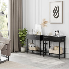 IDEALHOUSE 2024 Svetainės miegamojo staliukas su įkrovimo stotele, plonas kavos staliukas su stalčiais, USB lizdais ir kištukiniais lizdais, naktiniai staliukai, naktinis staliukas, baldai, 2024