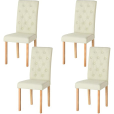 Liink1Ga Kitchen Chairs Set of 4 Dining Room Chairs Set of 4 Wooden Chairs Dining Room Chairs Linen Chair Beige with 55 cm High Tufted Button Backrest Set of 4 Chairs