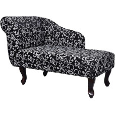 VidaXL Chaise longue avec motif floral Tissu Noir