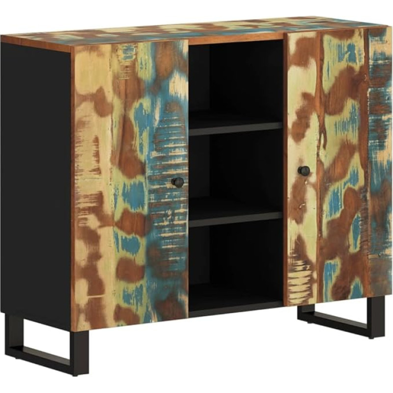 vidaXL Sideboard with 2 Doors 90 x 33 x 75 cm Old Wood Solid