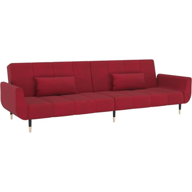 vidaXL Sofa lova 2-vietė sofa-lova su miego funkcija, sofa-lova svečių lova su 2 pagalvėlėmis, sofa-lova svetainė, moderni, vyno raudonas aksomas