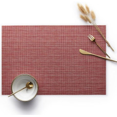 AMDXD Tischset Stoff Abwaschbar Quadratisch 2er Set, PVC Platzset Weihnachten Vintage Europäisch Gewebt Texture Hitzebeständige, Tischmatte Weihnachten Rot für Küche Hause Restaurant, 30x45CM