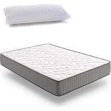 HOGAR24 ES ES-FR81 Viskoelastinis čiužinys + spyruoklinė pagalvė Aukštos kokybės šviežias natūralus šerdies tankis Regeneruojantis poveikis Aukštis 30 cm Audiniai Balta pilka sidabrinė 90 x 180 cm