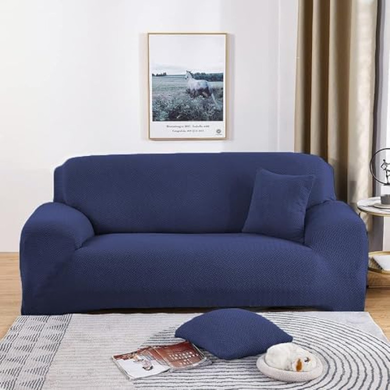 Furshine Universal-Sofabezug, didelis elastingumas, lankstesnis, elastinis sofabezugas, Marineblau, mažos apimties (185-230 cm)