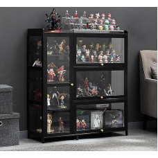 REBOTZ Glass Showcase, Acrylic Display Cabinet, Display Cabinets for Collectibles, 70/100/130 cm, Storage Cabinet with Doors, Folding Door Design for Convenient Storage, Sealed and Dustproof (100 x 33