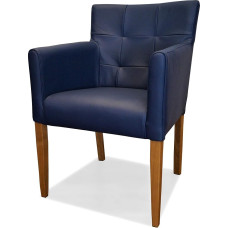 Quattro Meble Mėlyna natūralios odos valgomojo kambario kėdės Kryžius, rankų mostai odiniai 