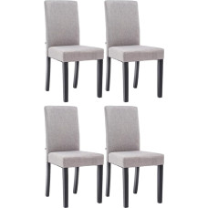 CLP Ina Set of 4 Dining Room Chairs with Fabric Cover, Upholstered Chairs with Wooden Frame, Kitchen Chairs with Floor Protectors, Colour: Light Grey, Frame Colour: Black