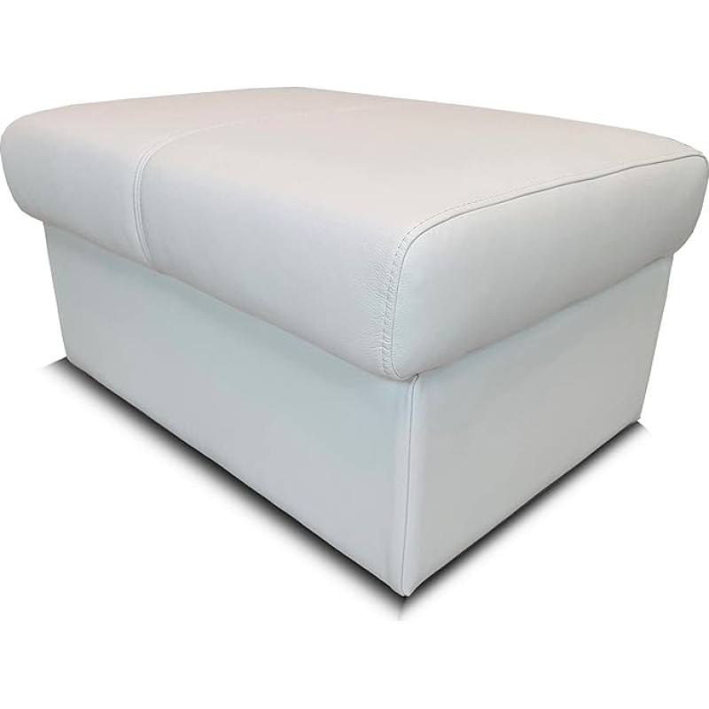 Quattro Meble Balta natūralios odos taburetė su laikymo vieta taburetė Karvės odos sėdynės kubas 75 x 55 cm Kojinės minkštasuolis Minkšta taburetė Tikra oda Puff