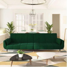 CIADAZ Sofa lova 2 sėdimų vietų su 2 pagalvėlėmis, sofa lova, sofa lova, sofa su miego funkcija, sofa lova, relaksacinė sofa, sofos ir sofos, tamsiai žalias aksomas