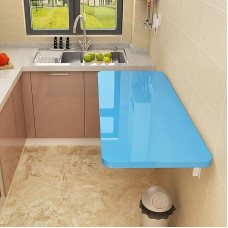 Klapptisch zur Wandmontage, für Waschküche und kleine Räume, schwimmender Kinderschreibtisch für Esszimmer, Arbeitszimmer, Küche, Abendessen, Bar, 70 x 40 cm, Blau