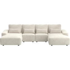 Selsey Carnos Quintana Corner Sofa Bed with Storage Space Sleep Function Easy Care U Shape Freestanding Hydrophobic Velour Cream