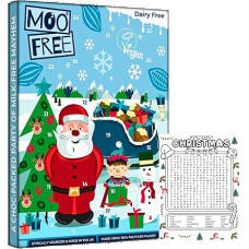 Advent Calendar 2024 – Moo Free White Chocolate Advent Calendar – Vegan Milk Soy Gluten Free Chocolate Gifts with Gift Card & Activity Card – Stocking Filler – Suitable for Vegetarians