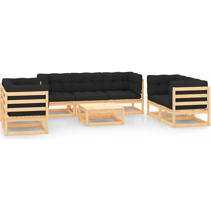 Rantry Casa Gartenmöbel-Set 8 Stück mit Kissen aus massivem Kiefernholz, Sofa, Wohnzimmer, Schlafsofa, Sofas für den Außenbereich, Gartenmöbel für den Außenbereich, Möbel