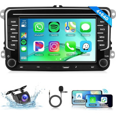 4G+64G Autoradio für Volkswagen Jetta Passat Golf Käfer Polo Caddy Tiguan Touran für SEAT für Skoda mit Wireless CarPlay Android Auto, 7 Zoll Touchscreen Radio mit Bluetooth GPS WiFi Rückfahrkamera