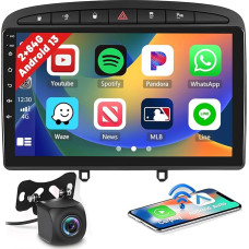 2GB + 64GB Android 13 automobilinis radijas Peugeot 308/408 2007-2015 Belaidis CarPlay Android automobilis, 10,1 colių ekranas Bluetooth automobilinis radijas navigacija atbulinės eigos kamera WiFi FM RDS SWC
