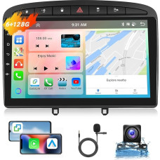 Podofo Autoradio für Peugeot 308/408 2007-2015 mit Wireless Carplay Android Auto, 8 Core, 6G+128G, 9