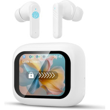 Belaidės ausinės, išmaniosios jutiklinio ekrano belaidės ausinės Bluetooth 5.4 Kopfhörer in Ear mit ANC/ENC Anrufen Noise Cancelling & HiFi Stereo, IPX5 Wasserdicht Ear Buds LED Display Control/35dB/Weiß