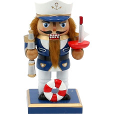 Dekohelden24 Wooden Nutcracker Captain in Blue and White L x W x H 9 x 7 x 16 cm