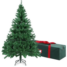 OUSFOT 1.8 m Christmas Tree with Reusable Oxford 600D Storage Bag PVC PE 815 Branches Foldable Metal Stand Artificial Christmas Decoration