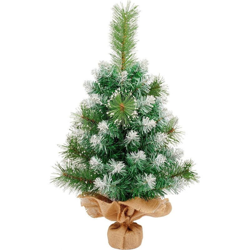 Small Artificial Christmas Tree, Uten Christmas Tree with Snow 60 cm, Heavy Base, for Christmas Decoration