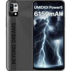 UMIDIGI Power 5 išmanusis telefonas be sutarties, 4GB + 128GB mobilusis telefonas pigus, 6150 mAh baterija, Android 11 mobilusis telefonas be sutarties, 6,53 colių HD+ ekranas, aštuonių branduolių, 16MP + 8MP, 3 kortelių lizdai,