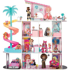 L.O.L. Surprise! OMG Fashion House Playset with Over 85 Surprises - Real Wooden Dollhouse with Pool, Spiral Slide, Roof Terrace, Cinema, Changeable Furniture and More - for Children from 4 Years