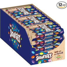 Nestlé Smarties Multipack, mažas ritinėlis, spalvingi šokoladiniai saldainiai, idealiai tinka vaikų gimtadieniams, natūralių spalvų, šešiakampis ritinėlis, 12 vnt. (12 x 4 x 34 g))