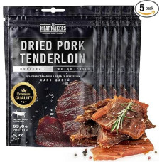 THE MEAT MAKERS - Džiovinta kiaulienos nugarinė 500g (5x100g) - Džiovinta mėsa žmonėms, sausa kiaulienos mėsa, kiaulienos užkandis. Puiki alternatyva jautienos užkandžiams.