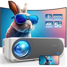 Projektorius, Full HD 1080P 20000 liumenų projektorius 5G WiFi Bluetooth AKIYO projektorius 4K palaikymas, namų kino vaizdo projektorius Maksimalus 300 colių ekranas Projektorius su tinkleliu nuo dulkių, suderinamas su televizoriumi