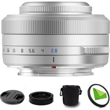 TTArtisan 27 mm F2.8 f/2.8 XF-Mount automatinio fokusavimo APS-C STM objektyvas Fujifilm Fuji X-Mount fotoaparatams X-T10 X-T2 X-T20 X-T30 X-T3 X-T4 X-T5 X-T100 X-T200 X-T30 X-PR01 X-PR02 X-PR03 X-E4 Silver