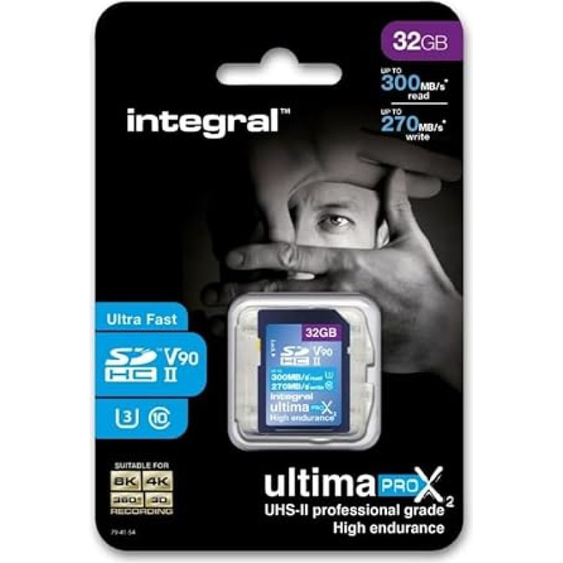 Integral 32GB UHS-II SD Card v90 Up to 300MB/s Read and 270MB/s Write Speed SDXC Professional High Speed Memory Card