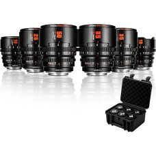 7artisans 10 mm/16 mm/25 mm/35 mm/50 mm/85 mm T2.1 kinematografinių objektyvų S35 rėmelių rinkinys, suderinamas su Canon RF-S laikikliu, skirtas RED Komodo/Komodo X/Canon C70/R7/R50/R10 (juodas)