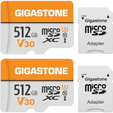Gigastone 512GB MicroSDXC Memory Card 2-Pack + SD Adapter for Camera, PC, Laptop and Tablet, Read Speed up to 100MB/s, 4K UHD Video Recording, Micro SD Card UHS-I V30 Class 10 U3