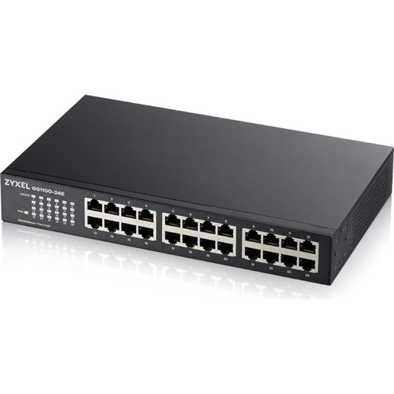 Zyxel GS1100-24E 24 prievadų Gigabit Ethernet nevaldomas komutatorius be ventiliatoriaus