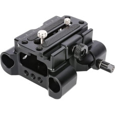 NICEYRIG All-in-One ARRI Standard Double Hole Base Plate with 15mm Rod Rail Clamp, Pole Height Adjustable Camera Tripod Mounting Plate for Universal ARRI Standard 15mm Rod Clamp-545