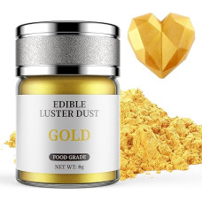 Edible Glitter Gold 8 g, Waysroma Food Glitter for Drinks Food Glitter Powder Metallic for Chocolate, Strawberries, Cupcakes, Christmas Cakes, Fondant, Drinks, Chocolates