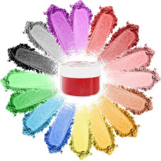 Edible Gloss Dust Kit 16 Colors E-Kongton Edible Glitter for Decorating Drinks Cakes Strawberries Fondant Gum Paste Gloss Dust Edible Kit for Baking Decorating (3g per bottle)