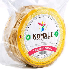 RamirezHandels Geltonos spalvos kukurūzų tortilijos Komali 15 cm 1 kg (apie 40 vnt.) Meksikietiškos tradicinės tortilijos, Tortillas Mexicanas de Maiz amarillo Tradicionales