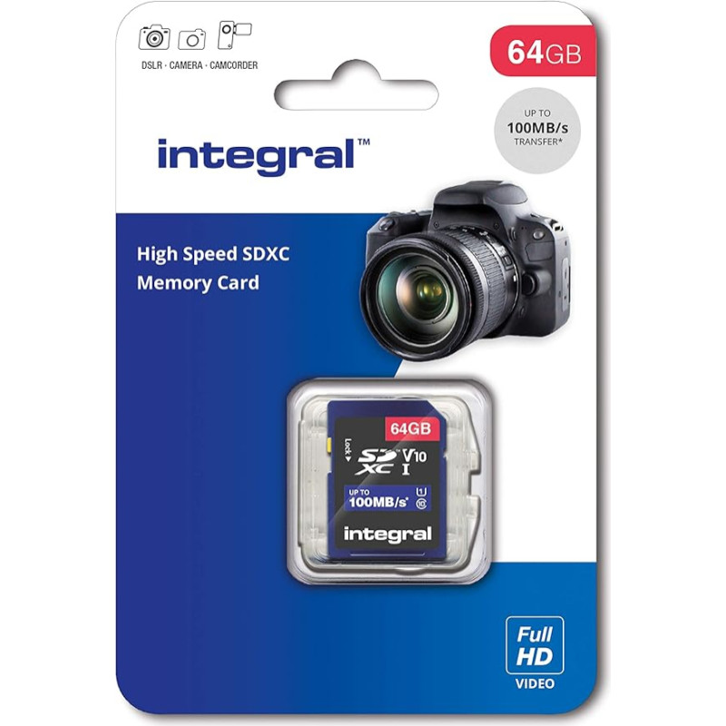 Integral 64GB SD card High Speed memory (SDXC) V10 UHS-I U1