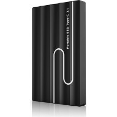 2 TB išorinis kietasis diskas, itin plonas nešiojamasis kietasis diskas, universalus, aliuminio korpusas (juodas)