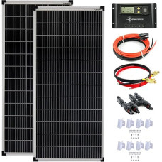 200 vatų 12 V saulės energijos rinkinys 20 A įkrovimo valdiklis Geltonas montavimo kampas Saulės sistema Salos sistema Saulės modulis 1200 mm