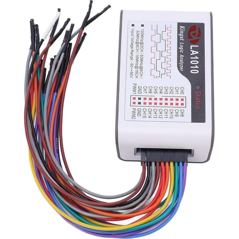 ClAZTyict Logic Analyzer, 16 Channel Logic Analyzer, Portable Device with Cable, USB Interface, 100M Sample Rate, 50V Input